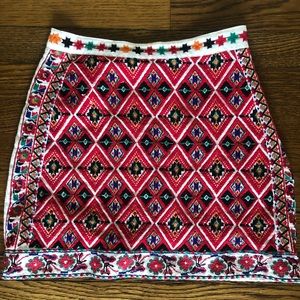 Topshop multi-colored embroidered skirt